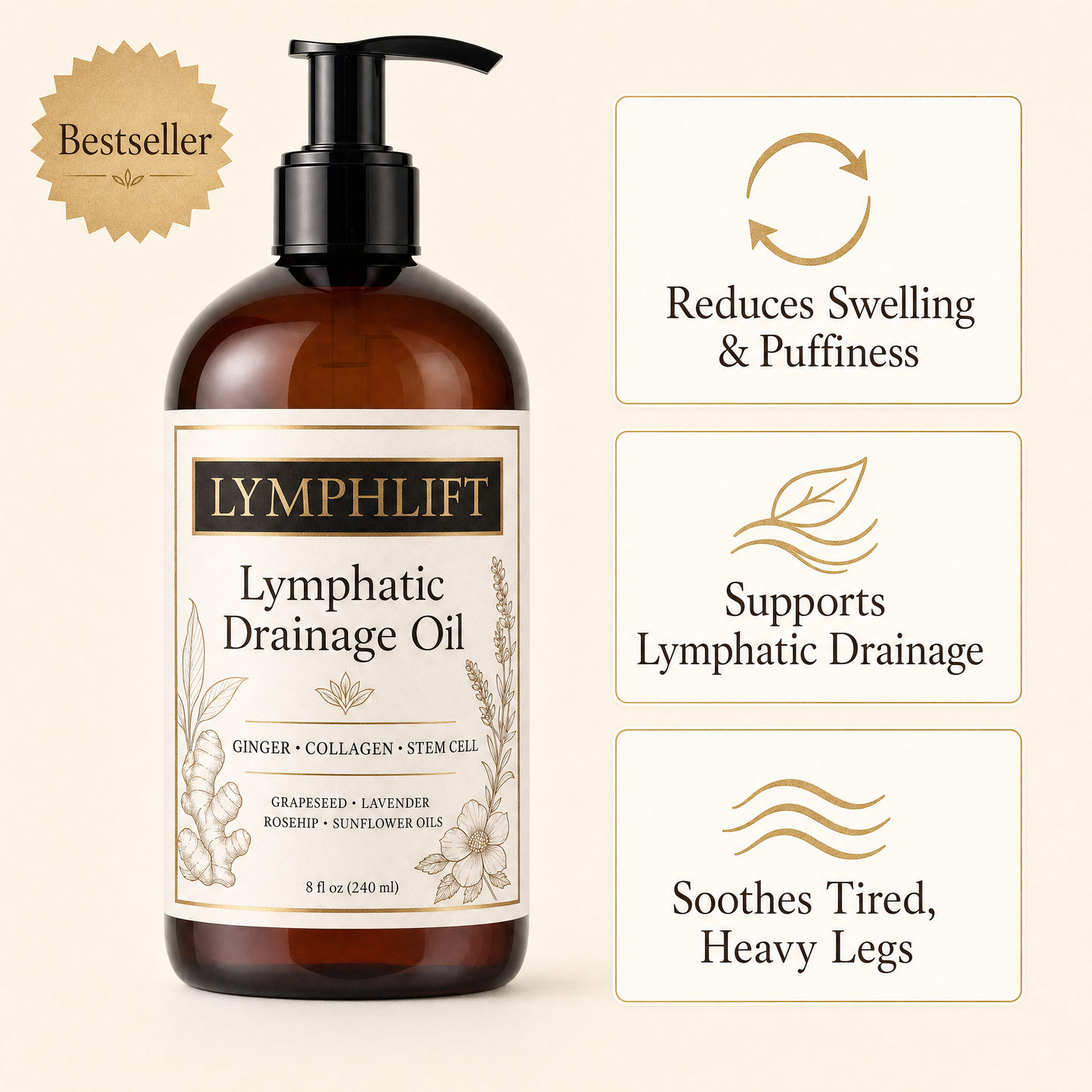 LymphLift Ginger Lymphatic Drainage Oil (8 fl oz)